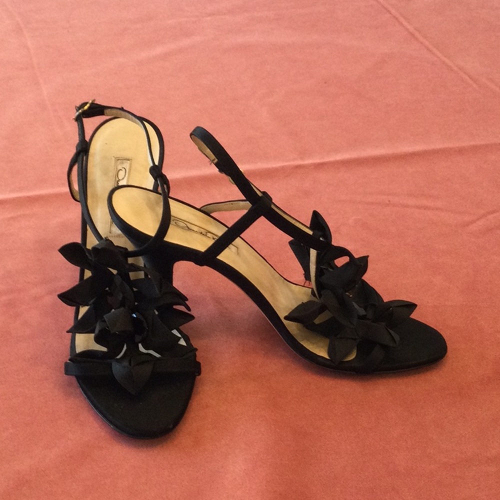 Oscar de la renta black satin womens shoes
